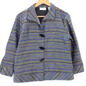 Drapers & Damons Blazer Jacket Womens Multicolor Striped Button Front Small S
